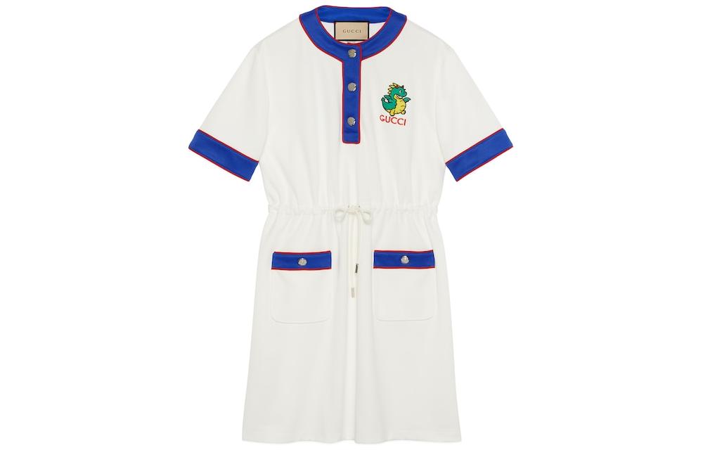(Women) Gucci SS24 White Cartoon Letter Drawstring Dress 774213-XJGD8-9799