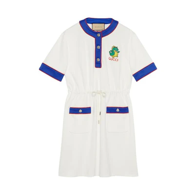 (Women) Gucci SS24 White Cartoon Letter Drawstring Dress 774213-XJGD8-9799