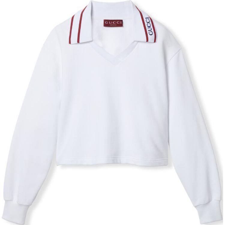 (Women) Gucci SS24 White Logo Embroidered Long Sleeve Sweatshirt 785640-XJGLH-9692