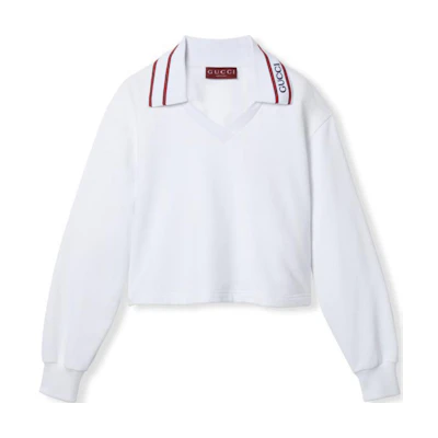 (Women) Gucci SS24 White Logo Embroidered Long Sleeve Sweatshirt 785640-XJGLH-9692