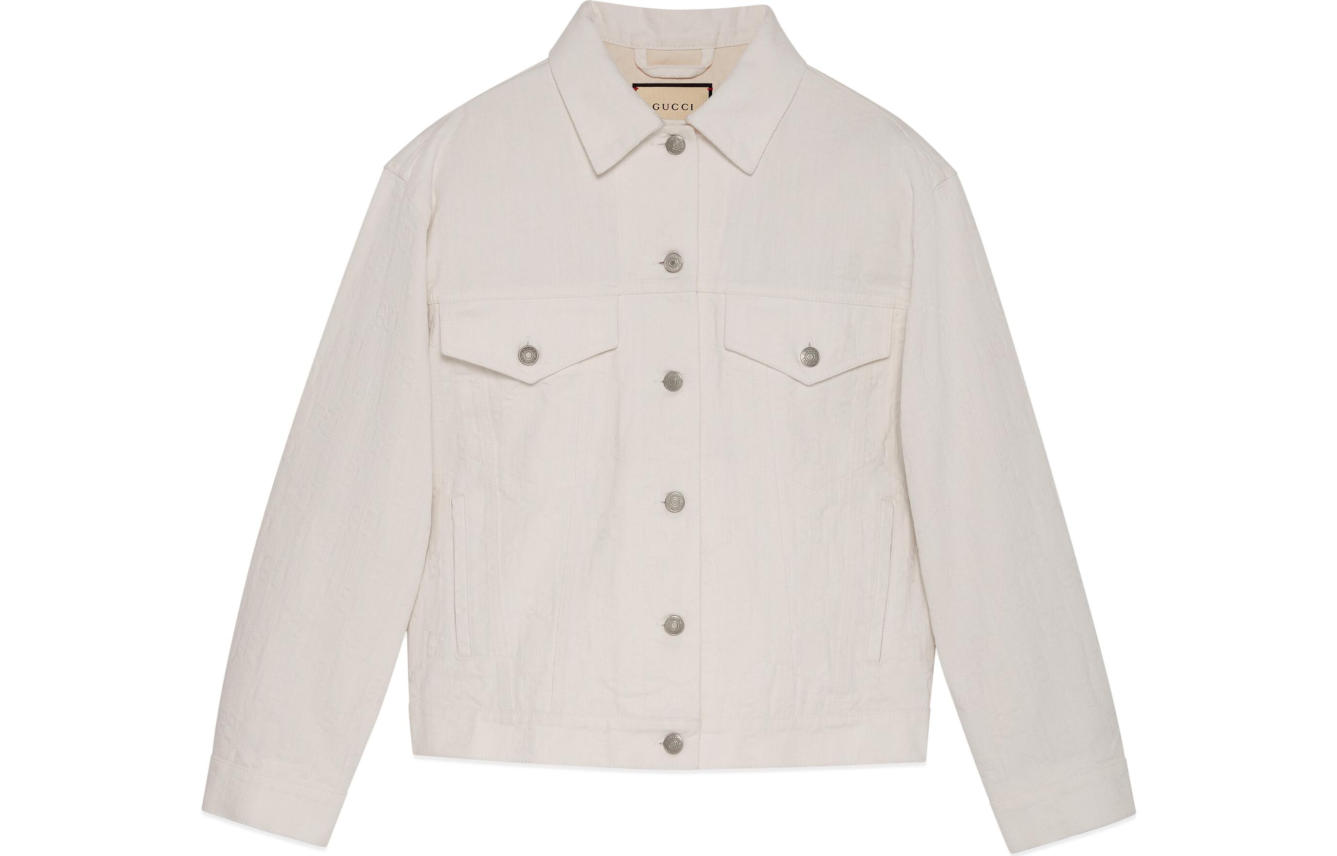 (Women) Gucci SS24 White Monogram Jacquard Denim Jacket for Women 777214-XDCWT-9692