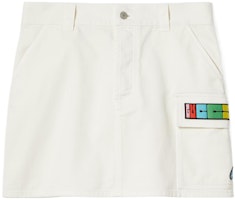(Women) Gucci SS24 White Short Skirt with Patch Zipper 783945-XDCXX-9200 (Women) Gucci SS24 White Short Skirt with Patch Zipper 783945-XDCXX-9200