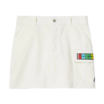 (Women) Gucci SS24 White Short Skirt with Patch Zipper 783945-XDCXX-9200