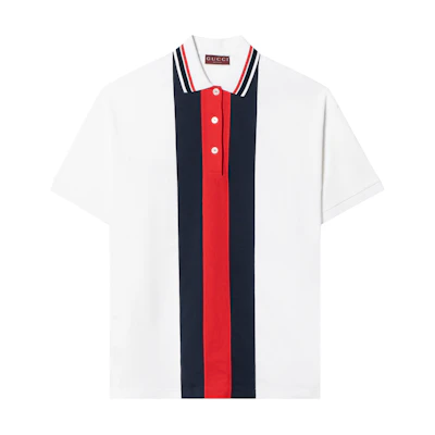 (Women) Gucci SS24 White Striped Button-Up Polo Shirt 789286-XJGLT-9692