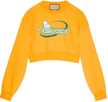(Women) Gucci SS24 Yellow Logo Animal Print Crop Sweatshirt 776911-XJGDT-7629 (Women) Gucci SS24 Yellow Logo Animal Print Crop Sweatshirt 776911-XJGDT-7629