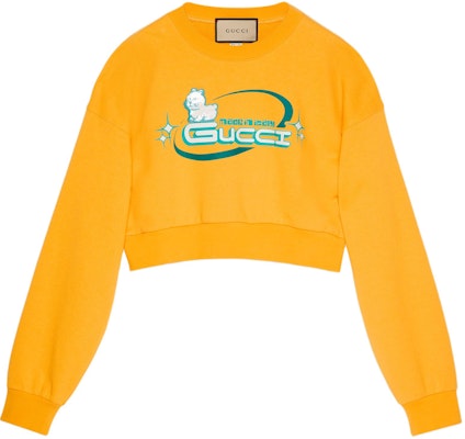 (W) グッチ SS24 イエローロゴ アニマルプリント クロップスウェットシャツ 776911-XJGDT-7629 Buy (W) グッチ SS24 イエローロゴ アニマルプリント クロップスウェットシャツ 776911-XJGDT-7629