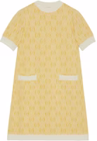 (Women) Gucci SS24 Yellow Logo Jacquard Short-Sleeve Dress 773633-XKDK5-7218 (Women) Gucci SS24 Yellow Logo Jacquard Short-Sleeve Dress 773633-XKDK5-7218