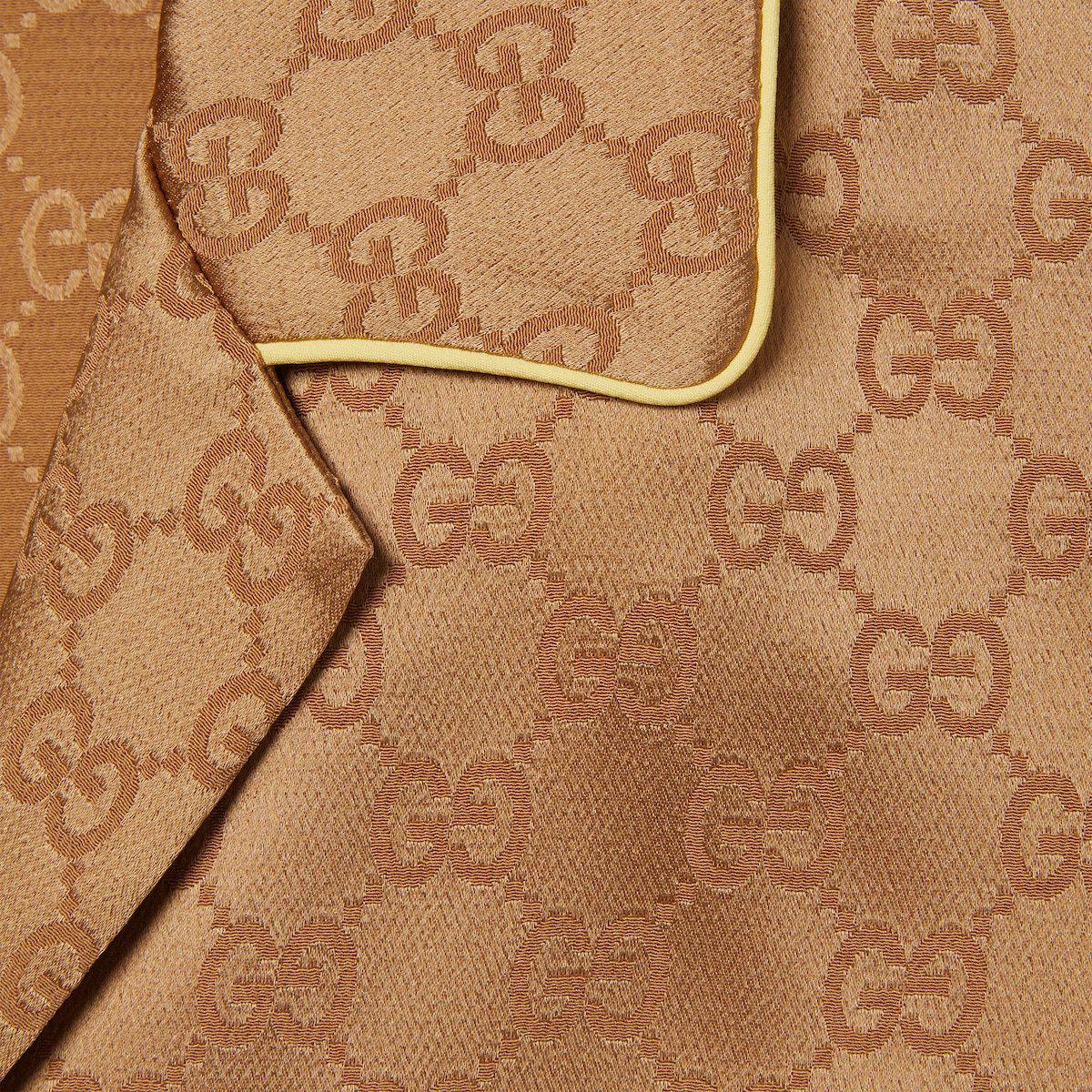 (Women) GUCCI SS25  Satin Short Sleeve Shirt with Logo Print in Copper Brown 814927-ZAQKJ-2031 圖 8