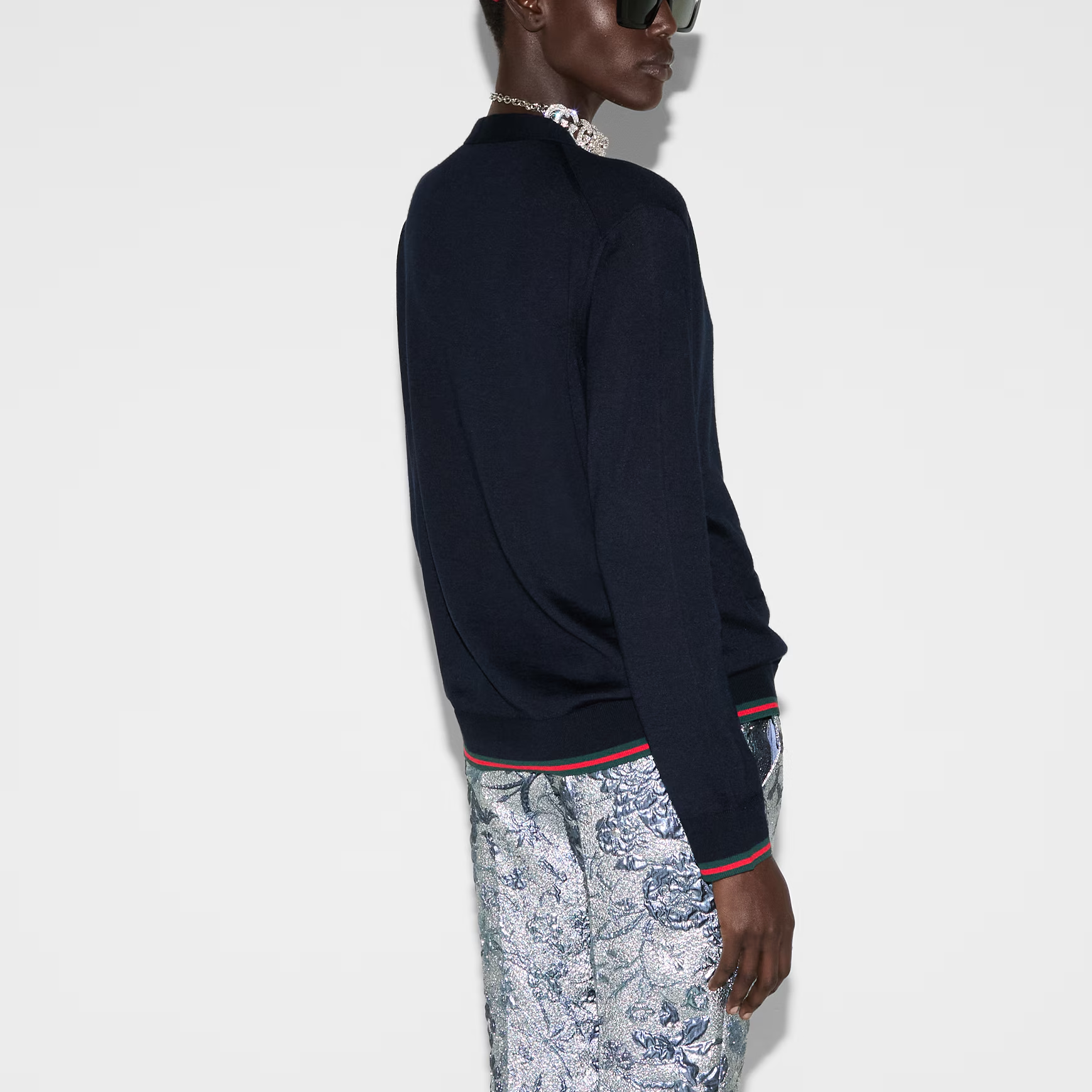 (Women) GUCCI SS25  Solid Color Single-Breasted Knit Cardigan Blue 818588-XKENL-4027 圖 6