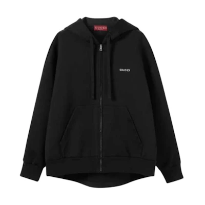 (Women) GUCCI SS25 Solid Color Zip-Up Hoodie. 837975XJHGP