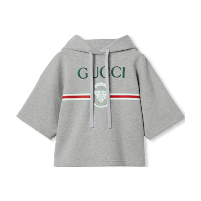 (Women) Gucci SS25 Grey Logo Short Sleeve Sweatshirt 815988-XJG5F-1056