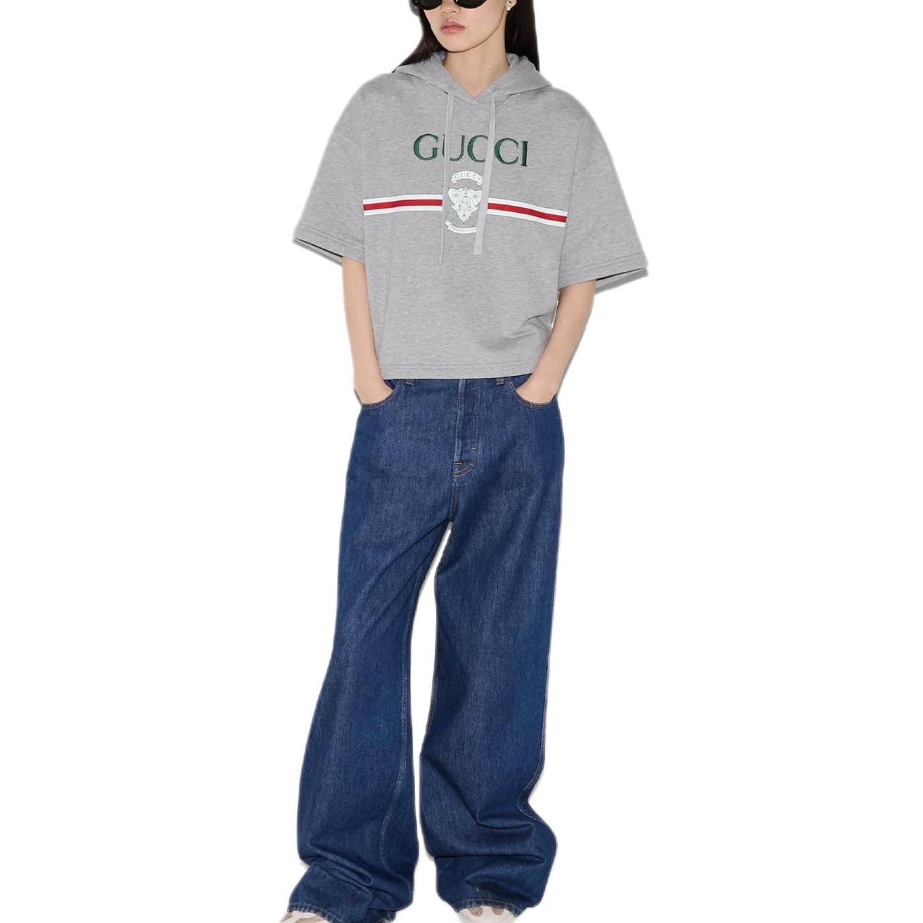 Purchase (W) 구찌 SS25 그레이 로고 반팔 스웨트셔츠 815988-XJG5F-1056