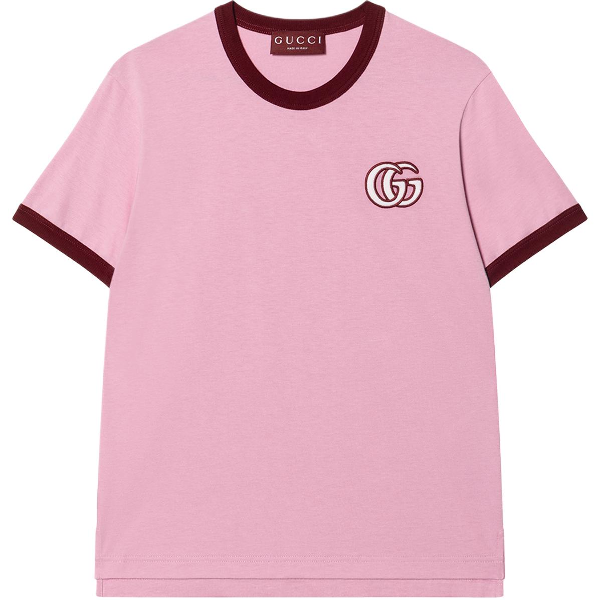 (Women) Gucci SS25 Pink Logo Print Crew Neck Regular Fit T-Shirt 818787-XJG5A-5658