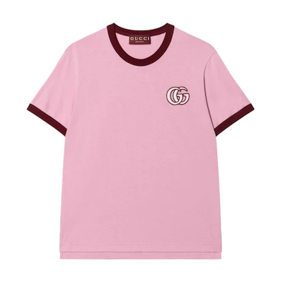 (Women) Gucci SS25 Pink Logo Print Crew Neck Regular Fit T-Shirt 818787-XJG5A-5658