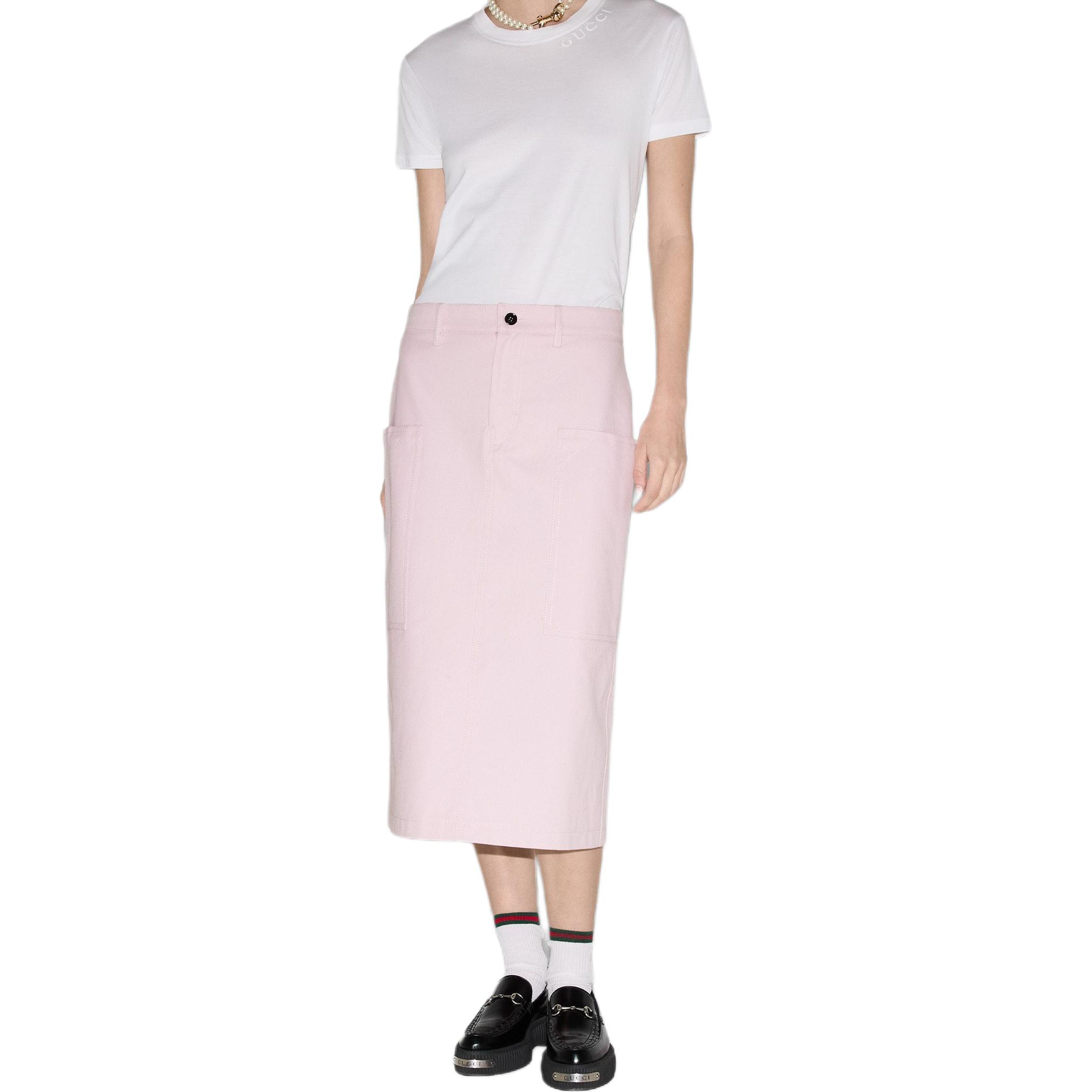 (Women) GUCCI SS25 Solid Color Embroidered Belt Midi Casual Dress Women Light Pink 817067-Z7AHS-5589 圖 3