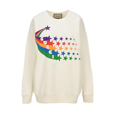 (Women) Gucci Star Letter Print Sweatshirt Off-White 617964-XJDF7-9095