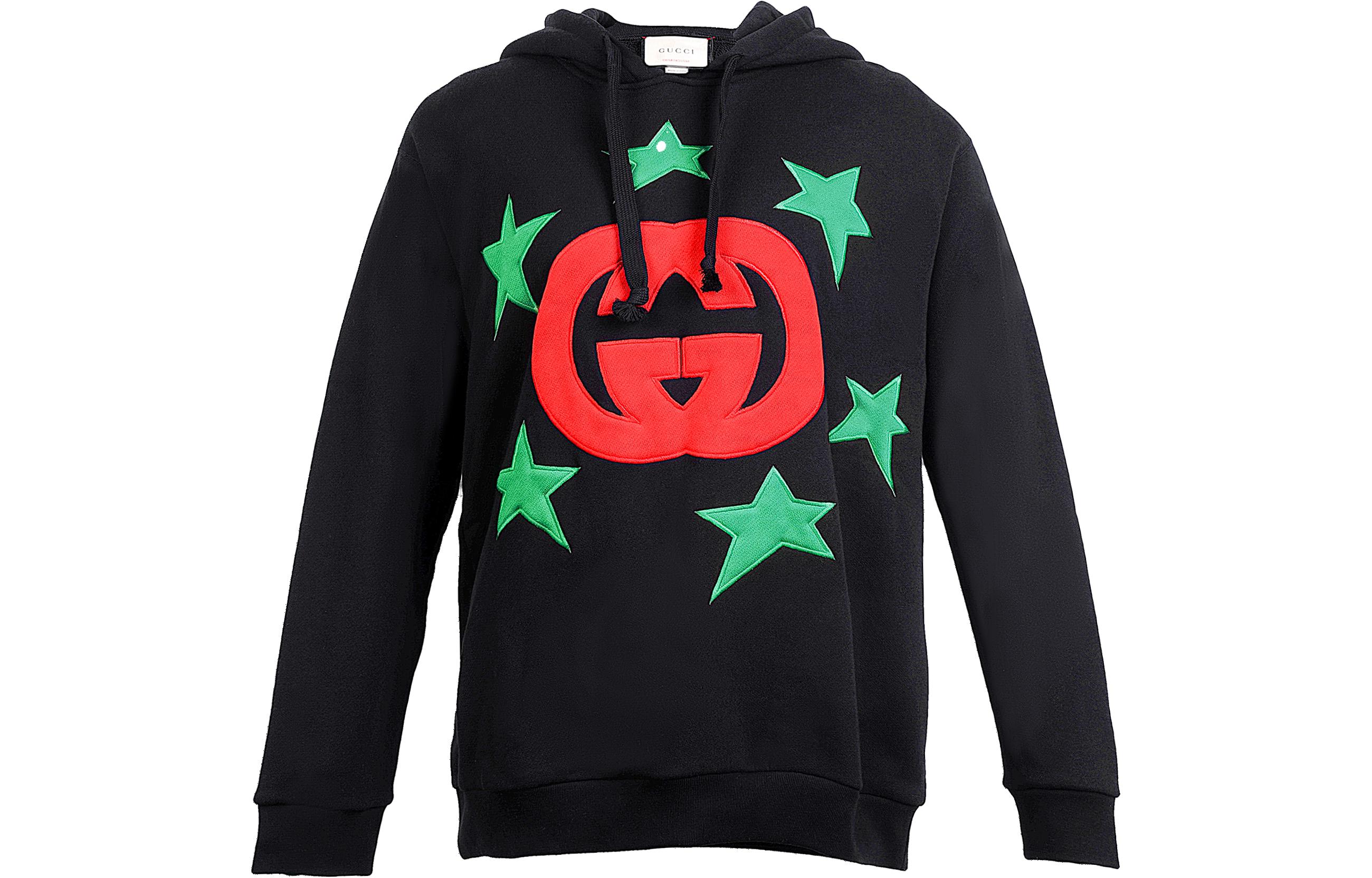(Women) Gucci Star Pattern Logo Hooded Sweatshirt Black 615061-XJDOE-1043