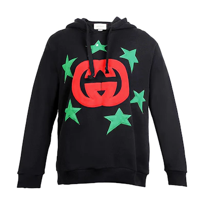 (Women) Gucci Star Pattern Logo Hooded Sweatshirt Black 615061-XJDOE-1043