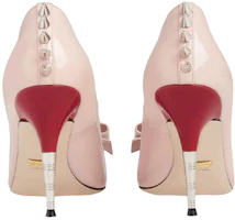 Shop GUCCI古馳 時尚套穿 漆皮 細跟 高跟鞋 女款 裸色