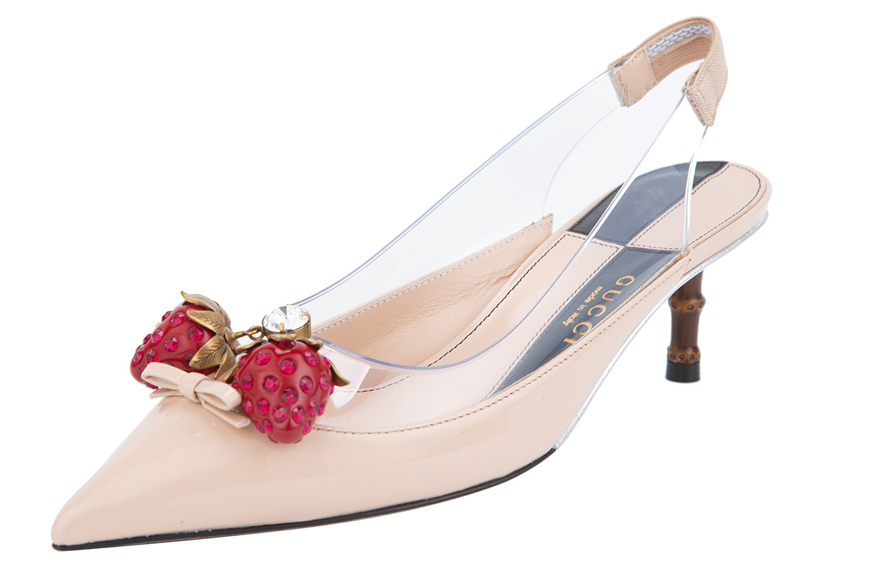 (W) Gucci Strawberry LOGO Fashion High Heels Sports Pink Sandals 圖 3