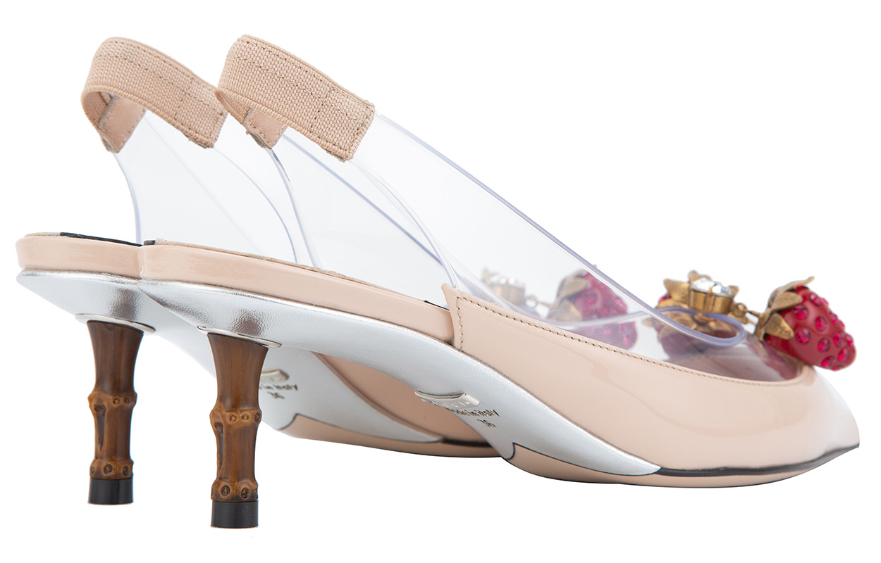 (W) Gucci Strawberry LOGO Fashion High Heels Sports Pink Sandals 圖 5
