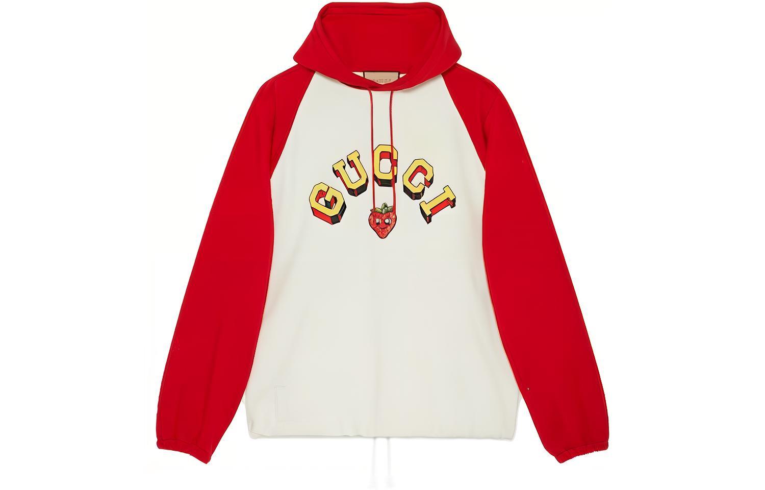 (Women) Gucci Strawberry Print Hoodie Red/White Casual Sweatshirt 773734-XJF8R-9282 圖 2