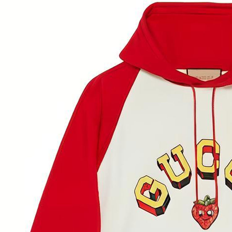 (Women) Gucci Strawberry Print Hoodie Red/White Casual Sweatshirt 773734-XJF8R-9282 圖 4