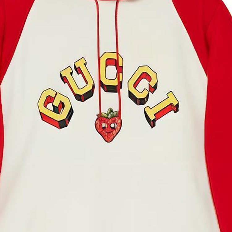 (Women) Gucci Strawberry Print Hoodie Red/White Casual Sweatshirt 773734-XJF8R-9282 圖 5