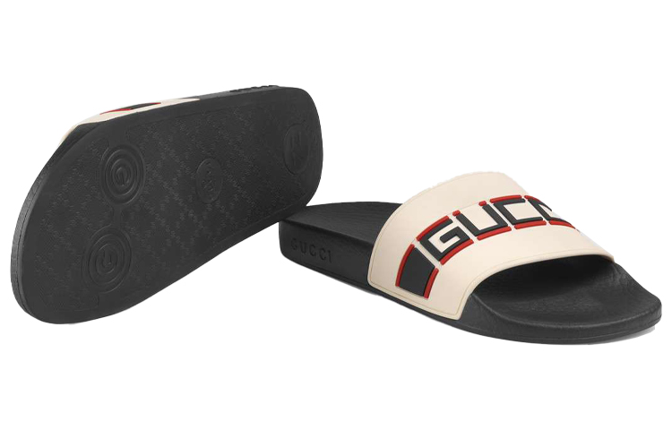 Purchase GUCCI 古馳 條紋橡膠拖鞋 女款 米白色