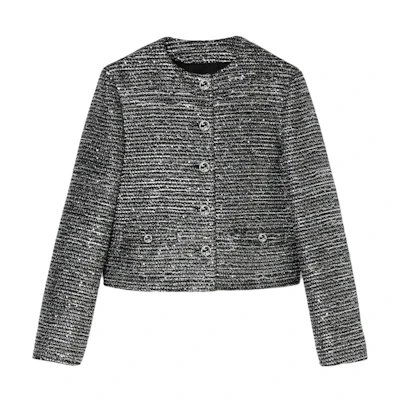 (Women) Gucci Striped Bouclé Cropped Jacket in Silver 789967-ZAQ9N-1138