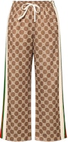 (Women) Gucci Striped Drawstring Wide-Leg Knit Sweatpants Khaki 671496-XJD1G-3357 (Women) Gucci Striped Drawstring Wide-Leg Knit Sweatpants Khaki 671496-XJD1G-3357