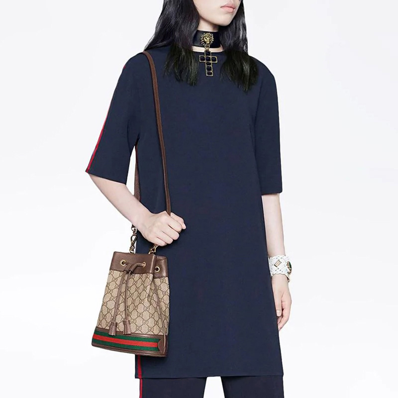 (Women) GUCCI Striped Loose Fit Short Sleeve Dress in Dark Blue 528977-KR01-4755 圖 5