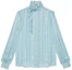 Order (Women) GUCCI Striped Ruffled Lantern Sleeve Blouse Women’s Light Blue Shirt 747969-ZAML0-4394