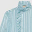 Sizing (Women) GUCCI Striped Ruffled Lantern Sleeve Blouse Women’s Light Blue Shirt 747969-ZAML0-4394