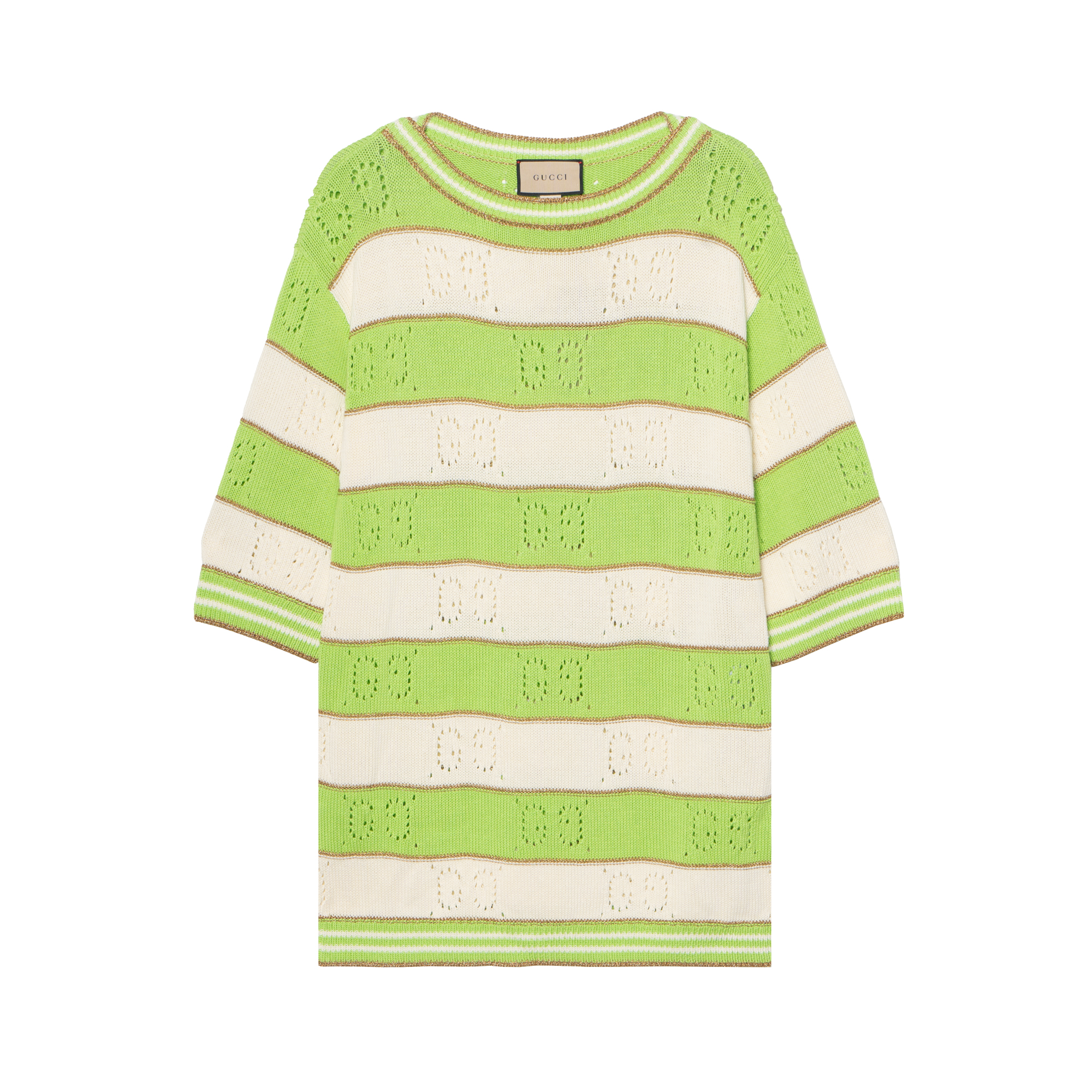 (Women) Gucci Striped Short Sleeve Crop Top 739716-XKC68-3531