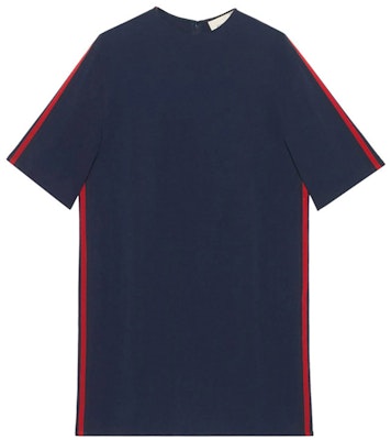 (Women) Gucci Striped Short Sleeve Loose Short Dress Navy Blue 528977-KR01-4755 Buy (Women) Gucci Striped Short Sleeve Loose Short Dress Navy Blue 528977-KR01-4755