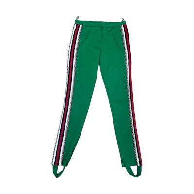 (Women) Gucci Striped Trim Button-Front Leggings Green 489728-X9F93-3318