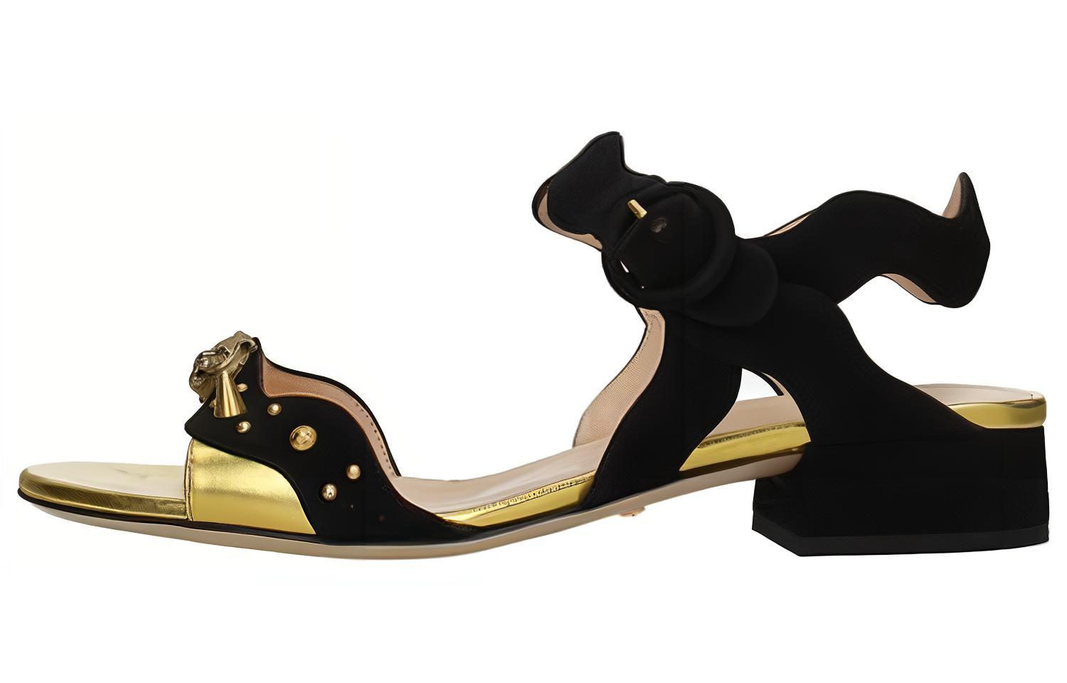 (W) Gucci Suede Fashion Sandals 'Black'