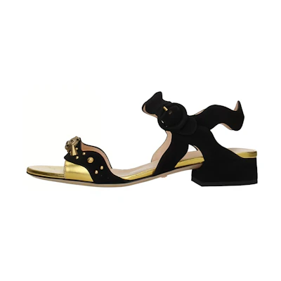 (W) Gucci Suede Fashion Sandals 'Black'