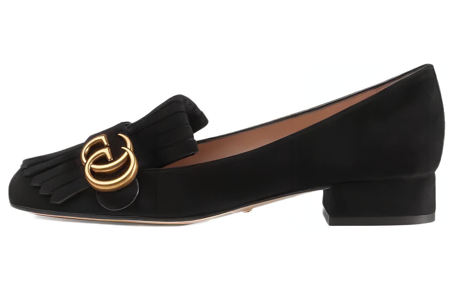 (Women) Gucci Suede Low-Heel 'Black' 453480-C2000-1000