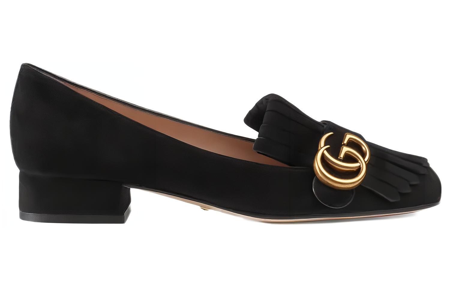 Order (W) Gucci Suede Tumit Rendah 'Hitam' 453480-C2000-1000