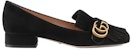 (W) Gucci Suede Tumit Rendah 'Hitam' 453480-C2000-1000