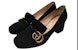 (W) Gucci Suede Tumit Rendah 'Hitam' 453480-C2000-1000
