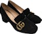(W) Gucci Suede Tumit Rendah 'Hitam' 453480-C2000-1000
