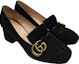 Shop (W) Gucci Suede Tumit Rendah 'Hitam' 453480-C2000-1000