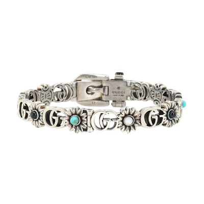 (Women) GUCCI Sunflower Double G Metal Bracelet Silver for Women. Gucci-SZ220823-01