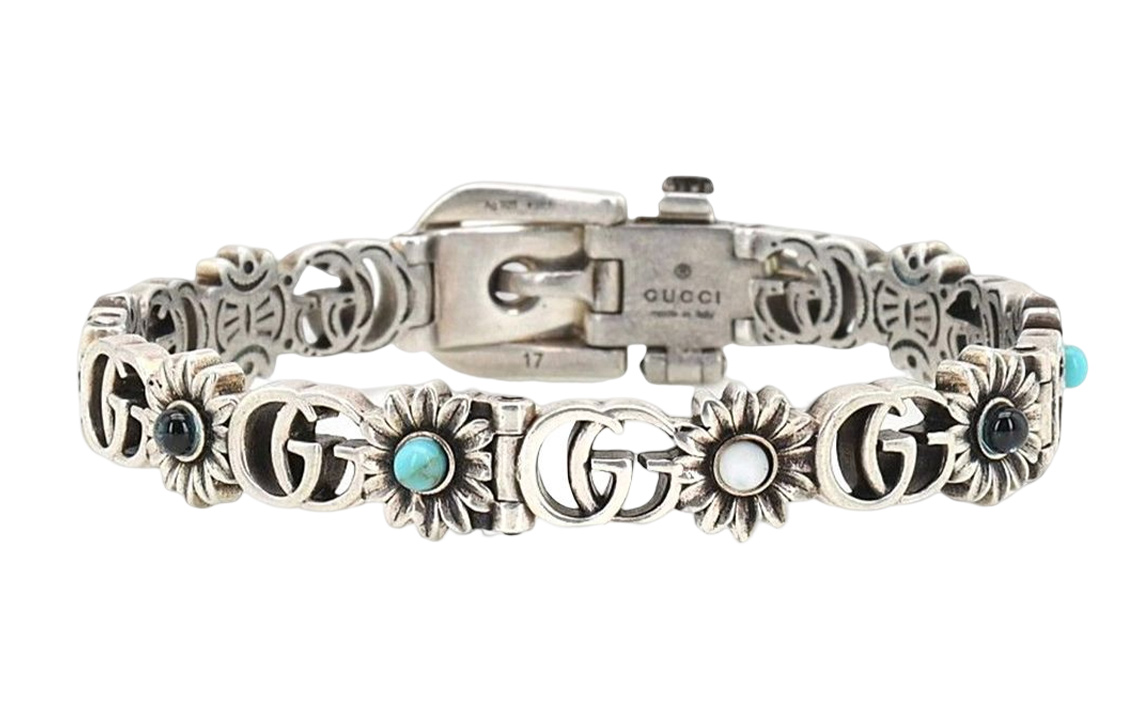 Order (W) GUCCI Gelang Metal Double G Bunga Matahari Perak Wanita. Gucci-SZ220823-01