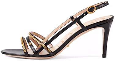 (Women) Gucci Sylvie Chain 'Black High Heel Sandals' 659196C9D001000 (Women) Gucci Sylvie Chain 'Black High Heel Sandals' 659196C9D001000
