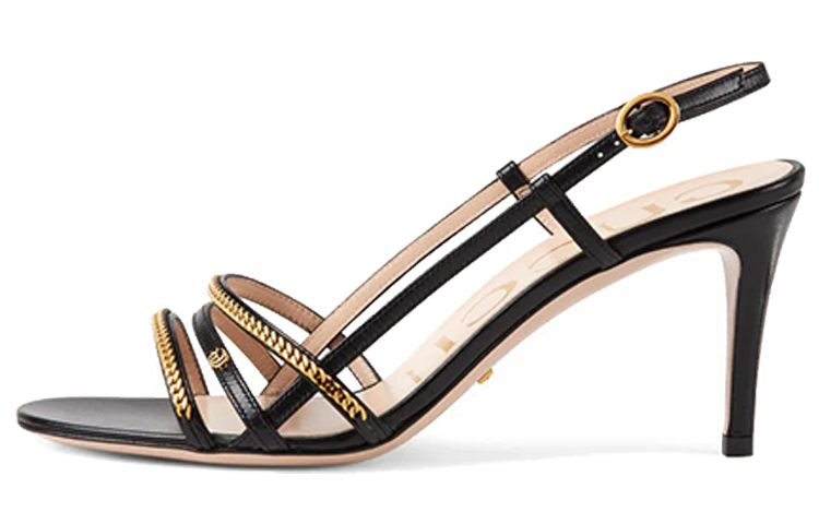 (Women) Gucci Sylvie Chain 'Black High Heel Sandals' 659196C9D001000