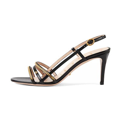 (W) Gucci Sylvie Chain 'Black High Heel Sandals'